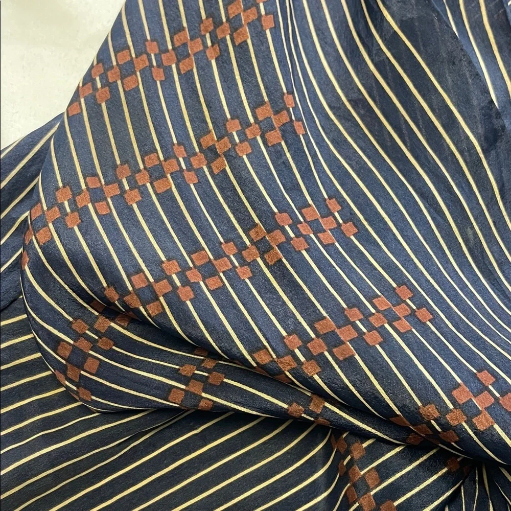 Calvin Klein Navy and Brown Striped Scarf